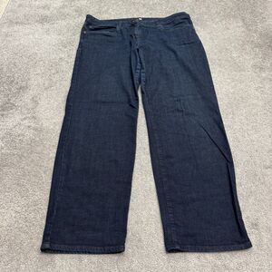 Eileen Fisher Straight Leg Denim Jeans Womens XL Blue Dark Wash Mid Rise Stretch